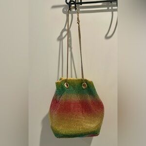 Rainbow Rhinestone Pouch Bag